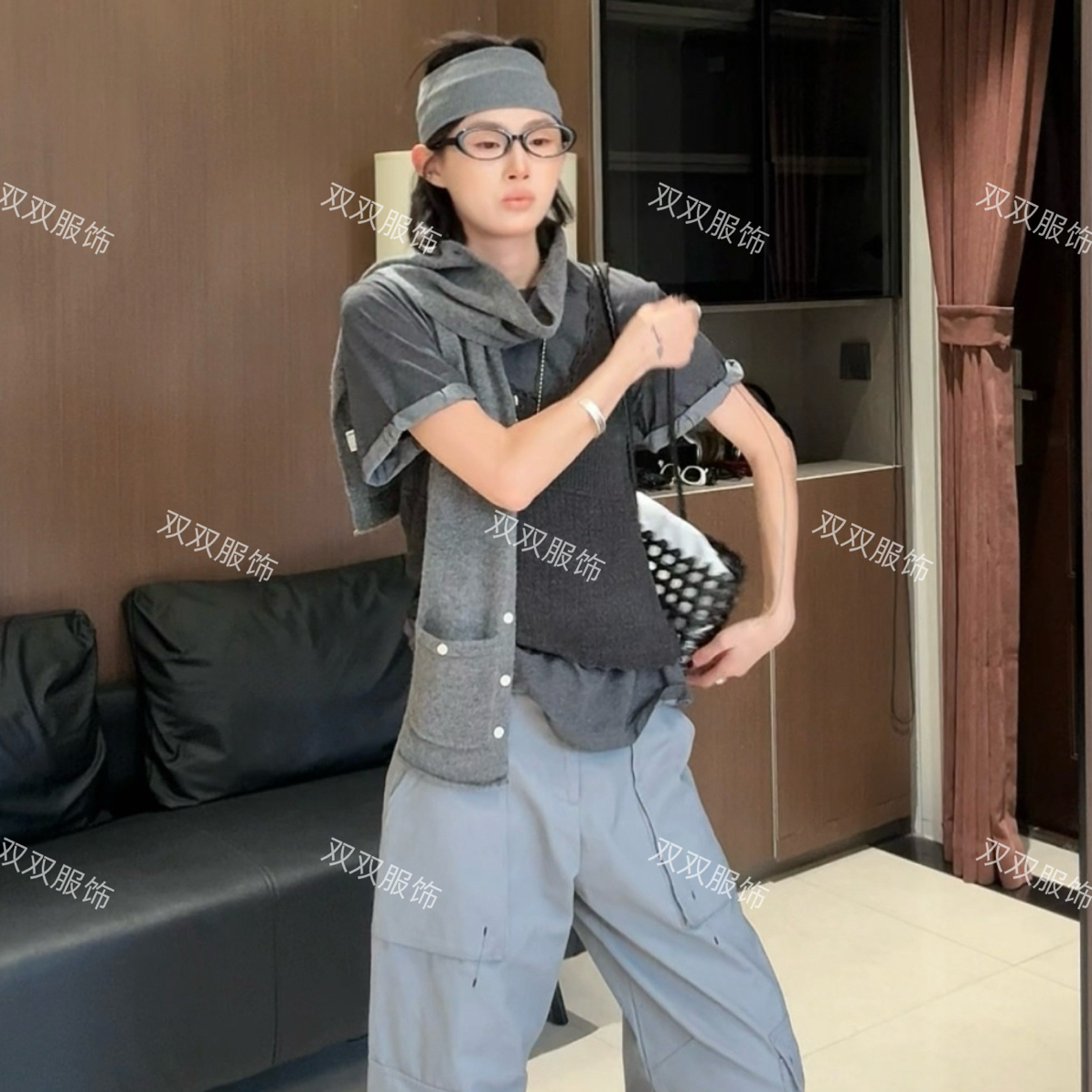 【SSOUHAN】韩版小口袋百搭围巾可做屁帘围腰上