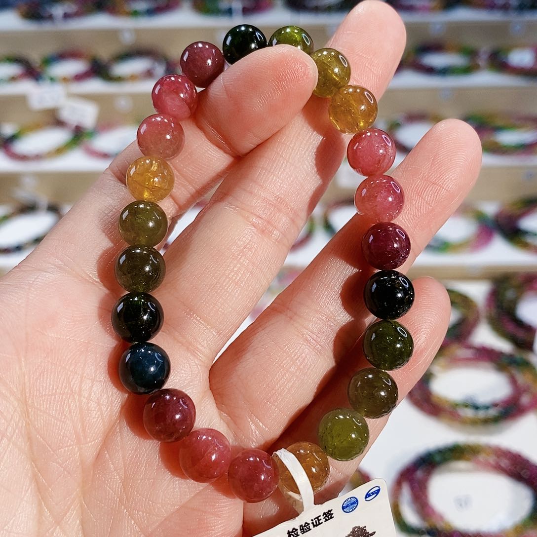 碧玺手链未镶嵌G2383素圈颜色微差