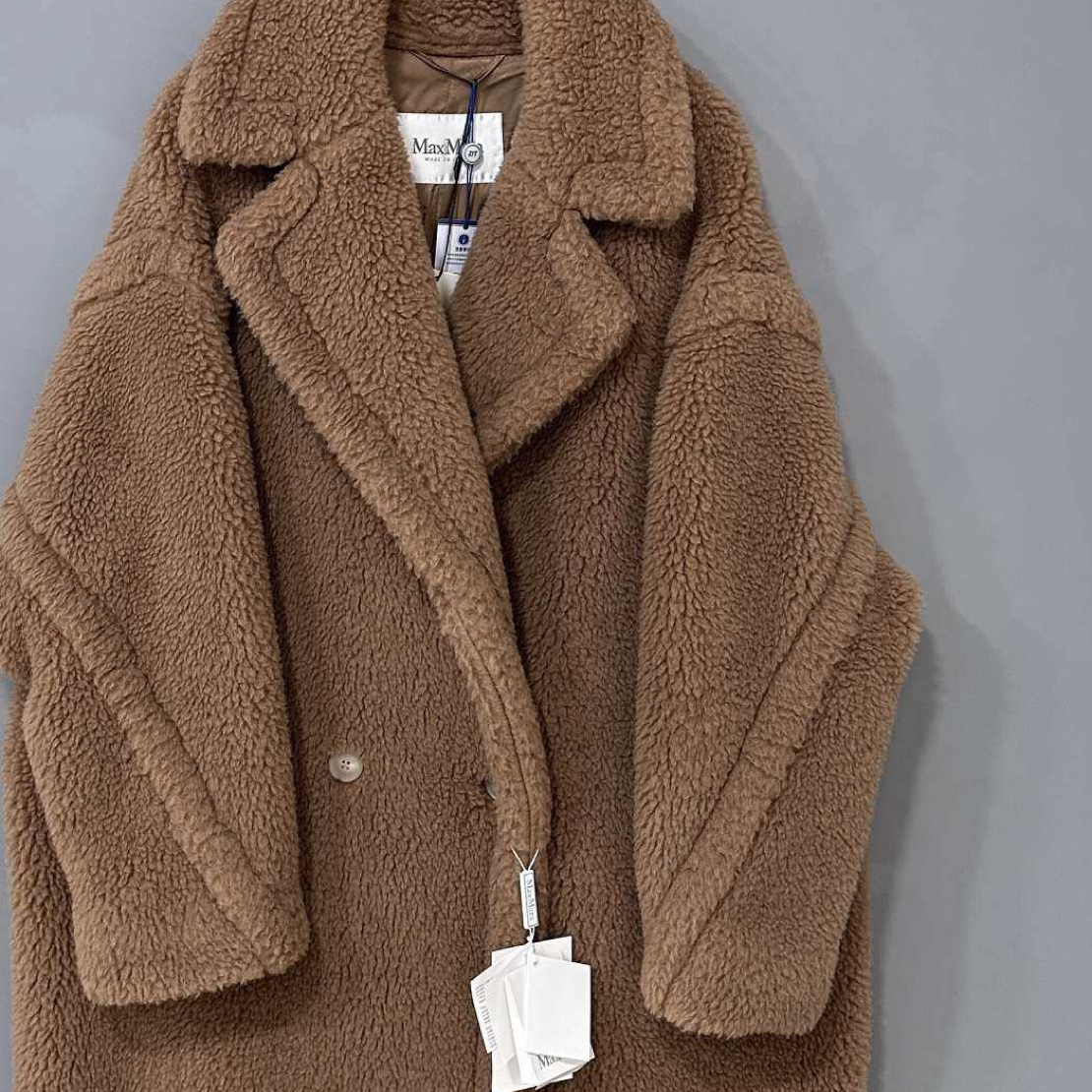 99新 MaxMara 驼色长款泰迪大衣/s码/87175