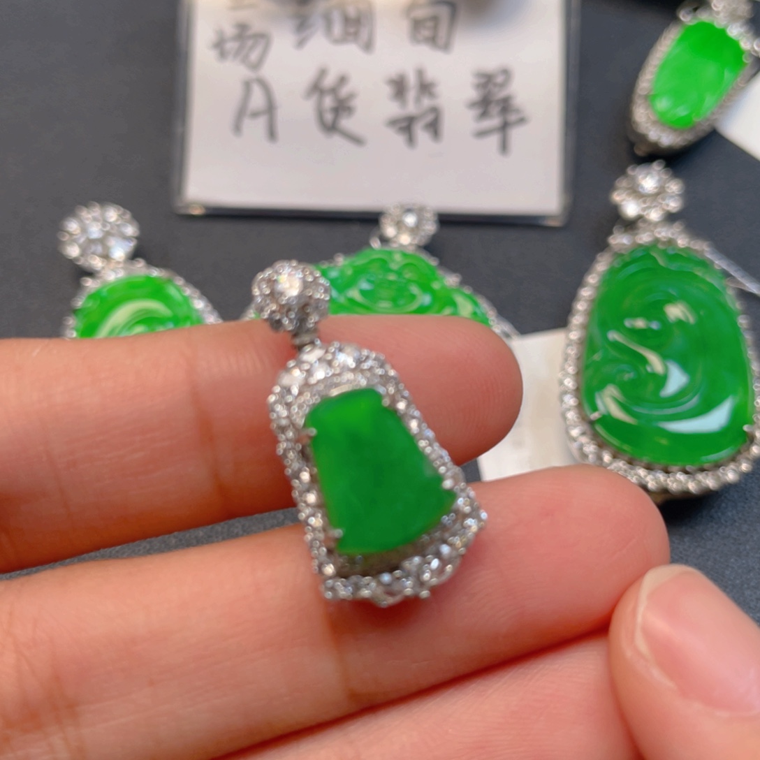 翡翠银S925镶嵌吊坠(不含链)