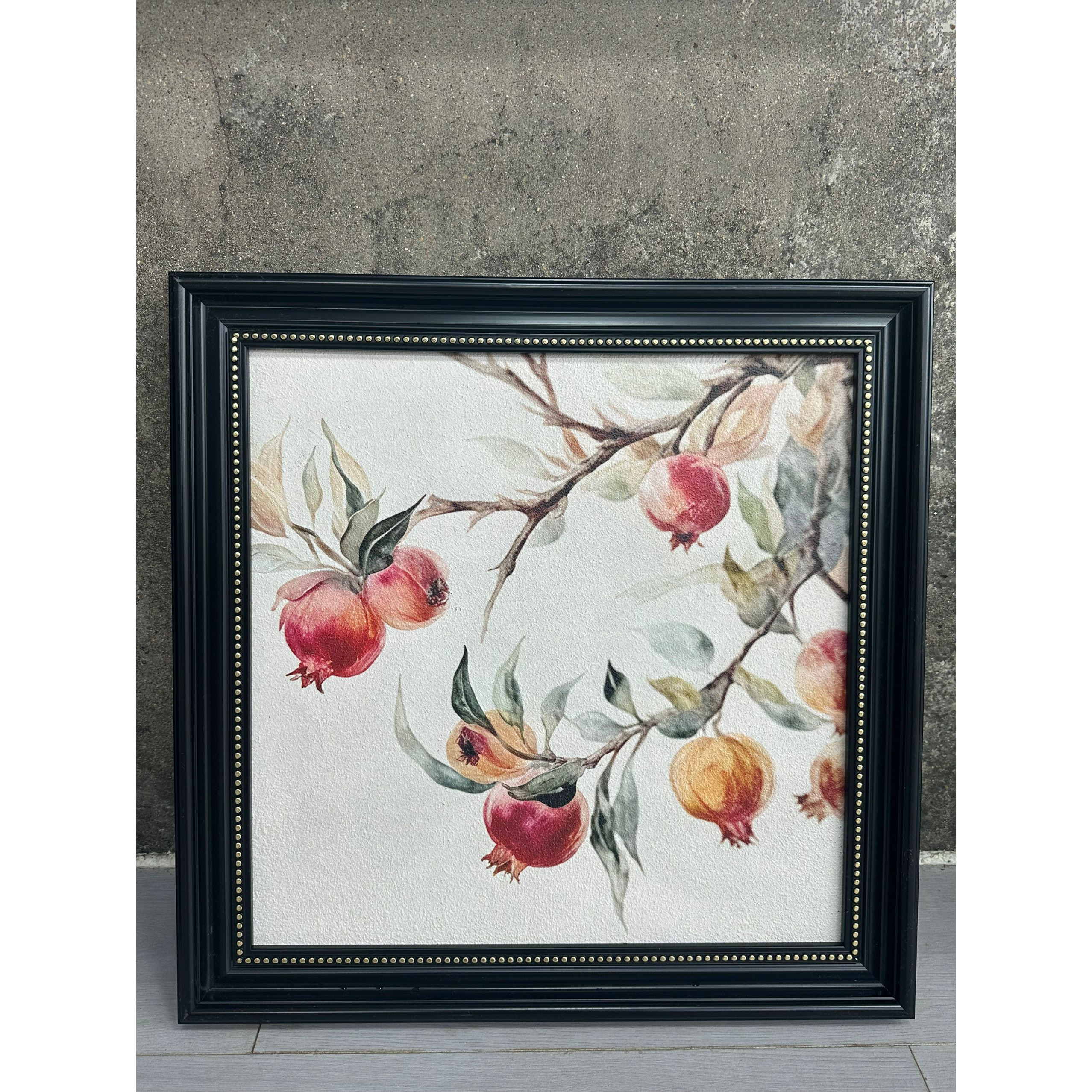 砂岩欧框石榴装饰画复古文艺高级感卧室餐厅壁画装饰画