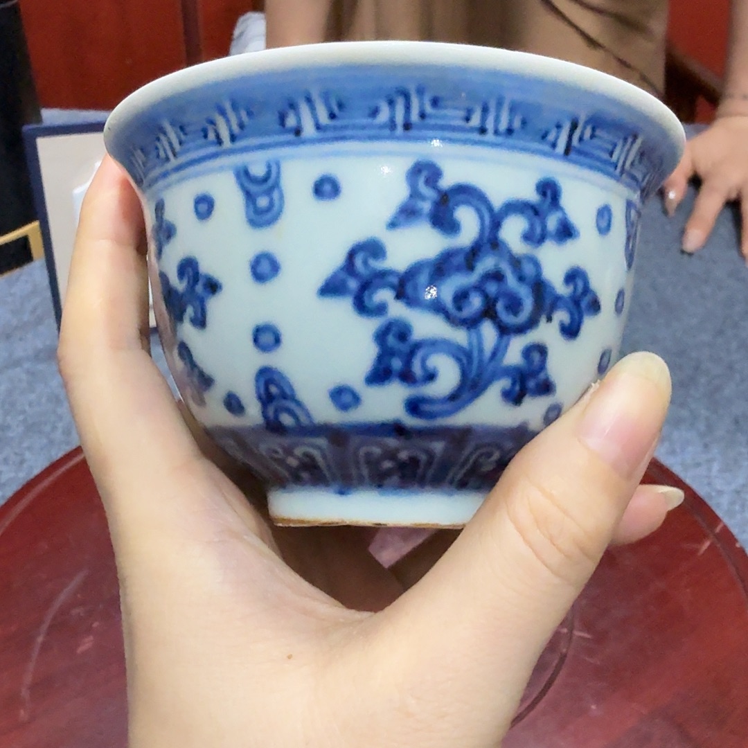 5***5瓷片青花杯子一件完整完整