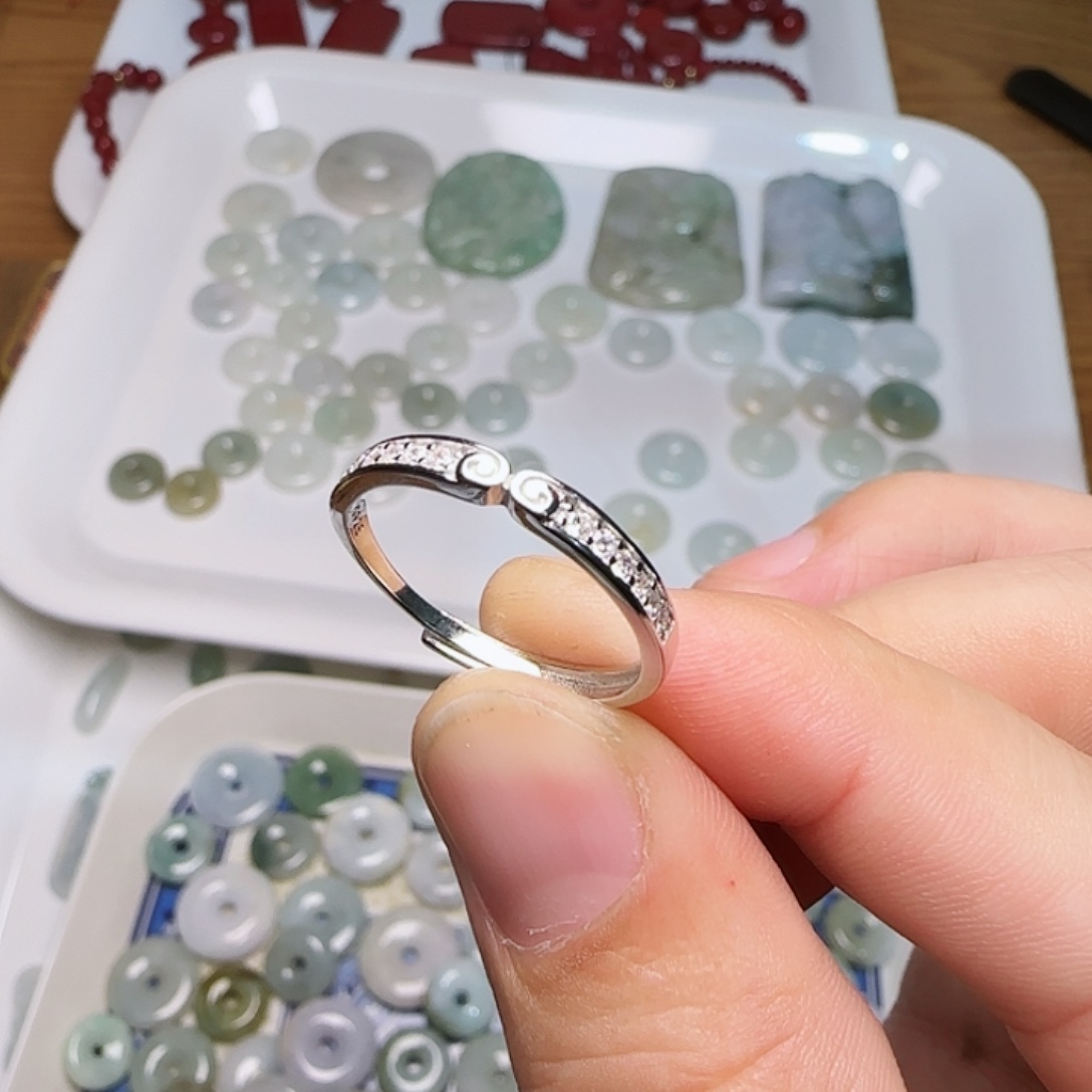 锆石戒指银S925镀金镶嵌