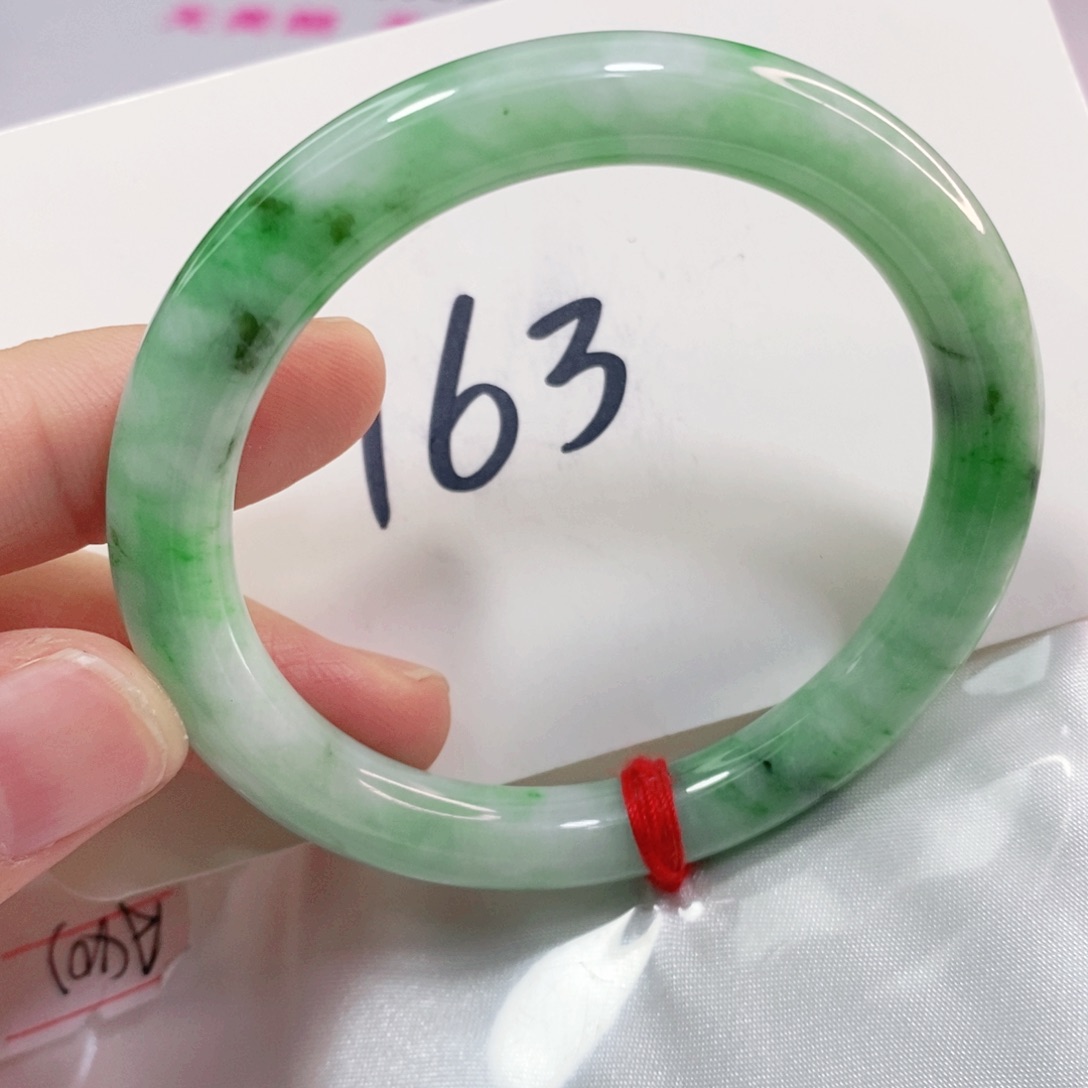 翡翠未镶嵌手镯54圈口圆条