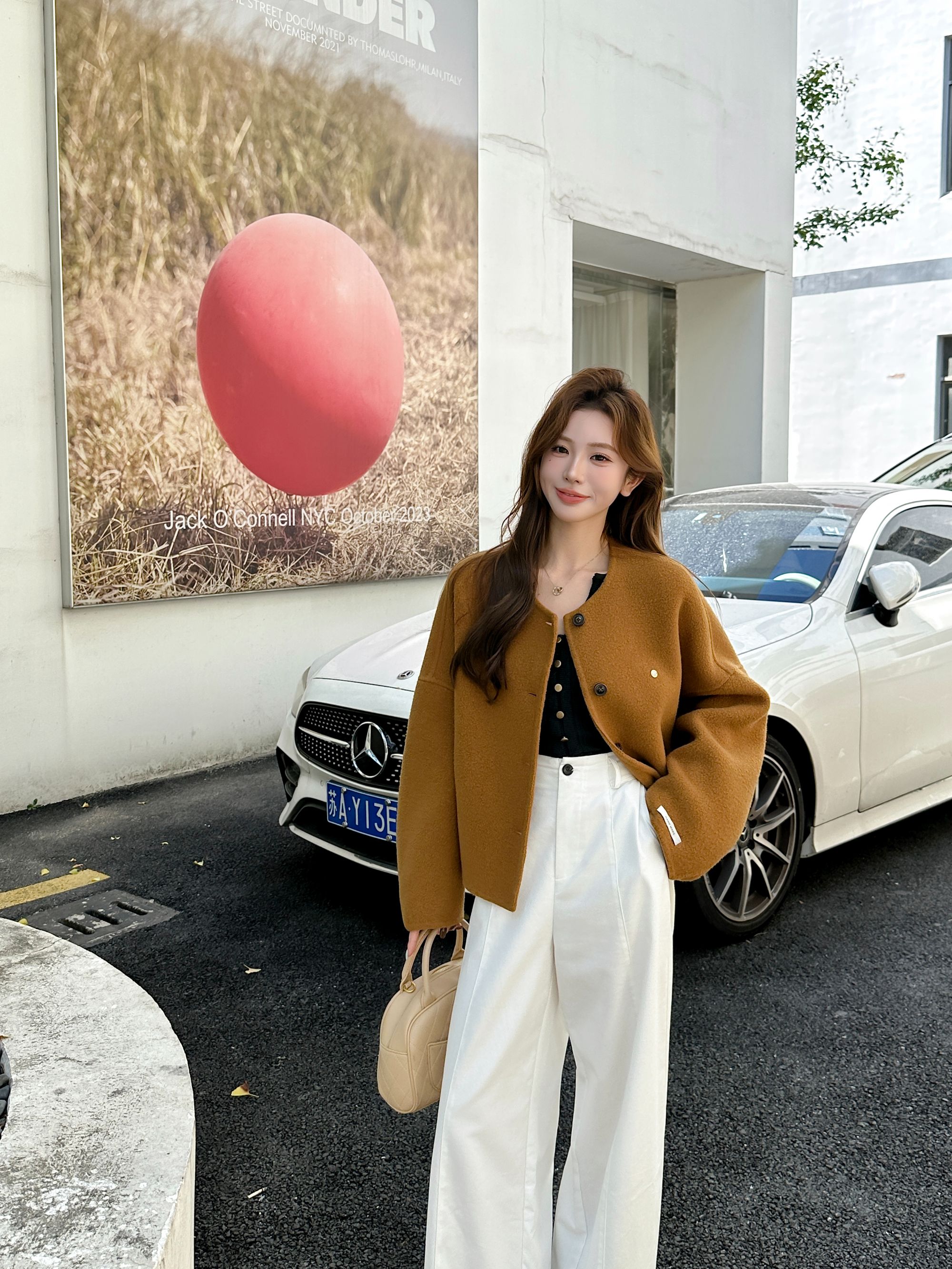 气质短款高腰宽松羊毛大衣双面呢子毛呢外套秋冬季新款女862