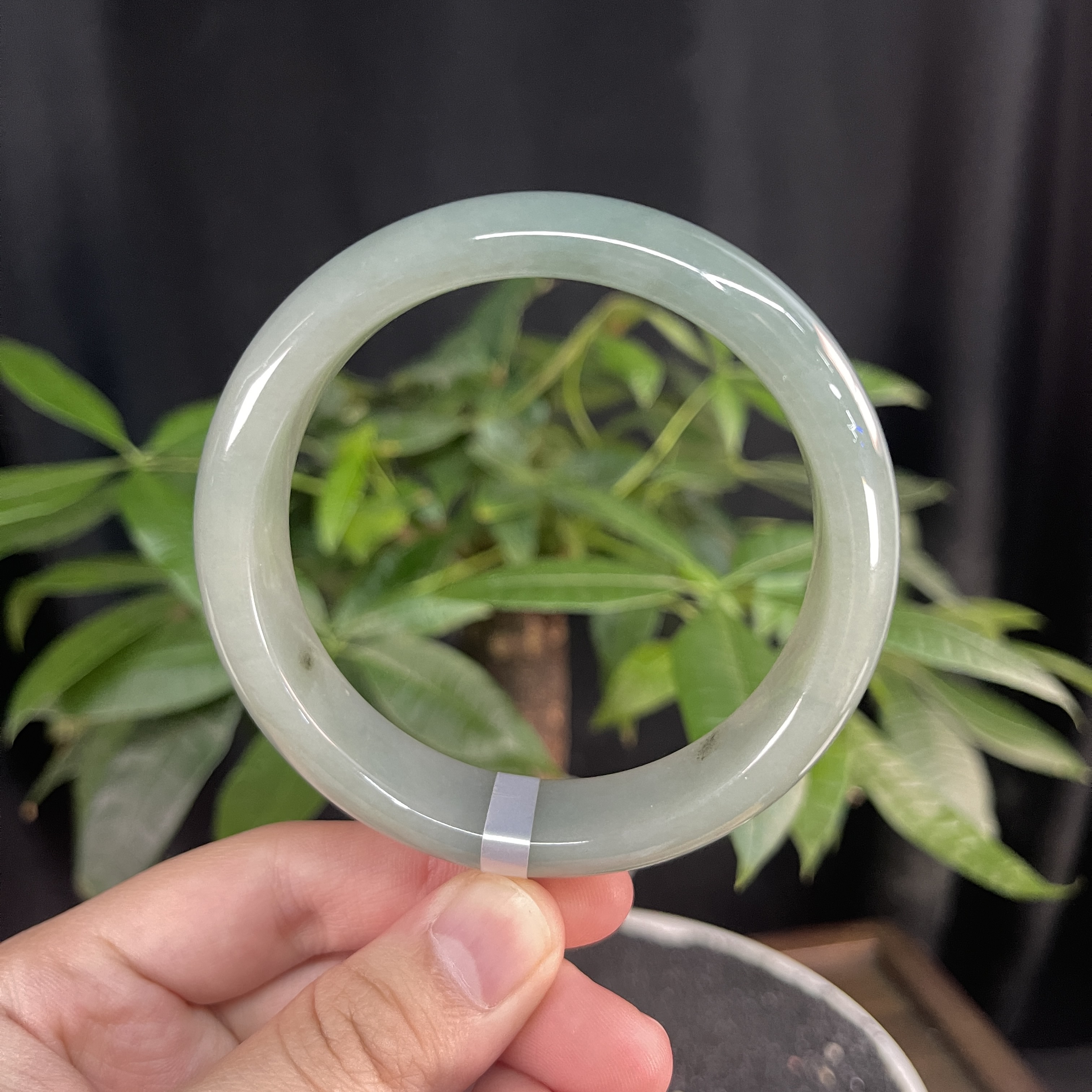 JXSZ-0047 天然缅甸A货翡翠 飘花手镯   圈口：58