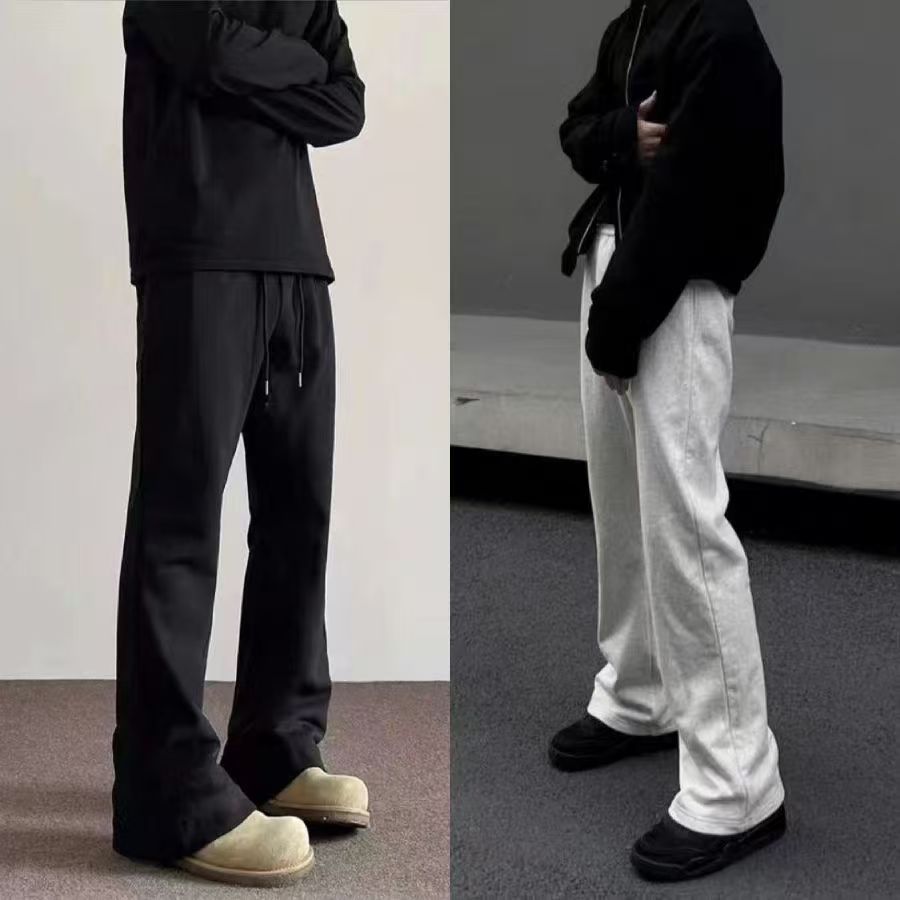 【两件优惠装】美式复古cleanfit微喇卫裤男潮流休闲灰色高级感长裤