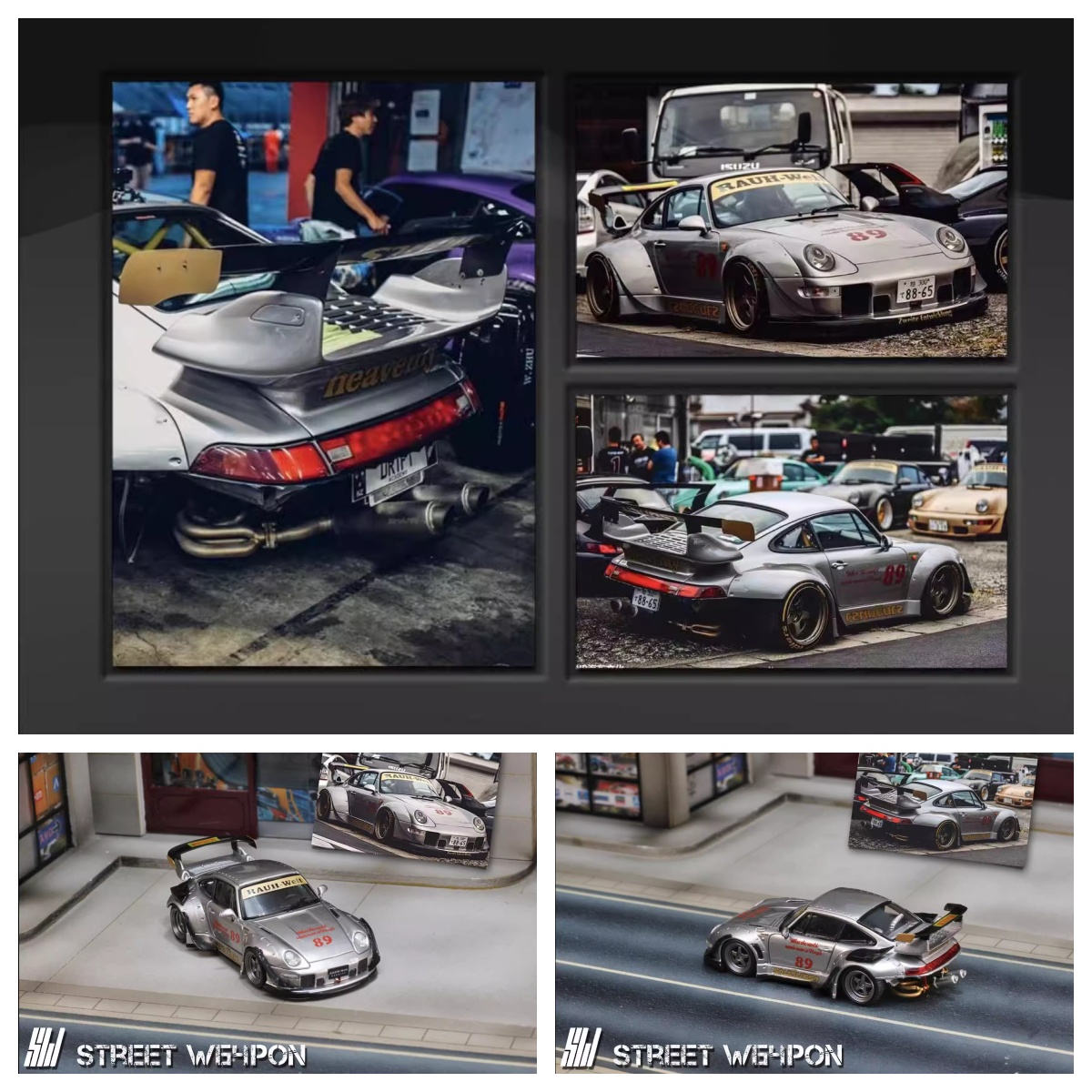 SW 1:64 保时捷 RWB 993 heavenly 双排气 合金汽车模型