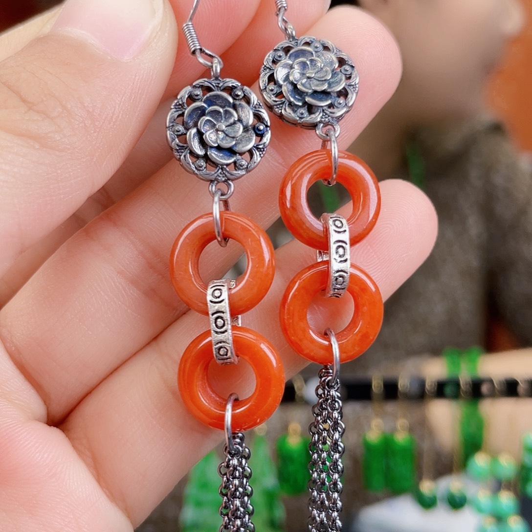 翡翠未镶嵌耳饰饰品