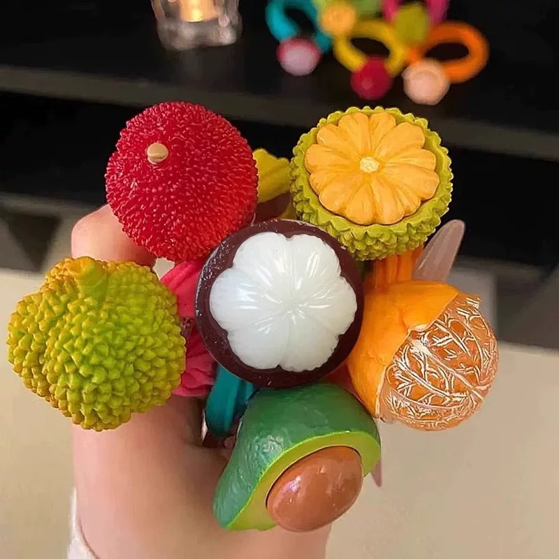 可爱水果发圈女新款毛巾圈百搭发绳彩色高弹力不伤发头绳发饰4039