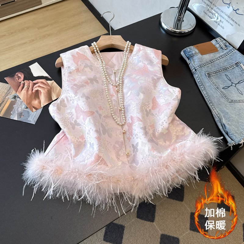 秋冬新中式国风毛毛马甲外套2025新款复古文艺唐装马夹上衣外穿