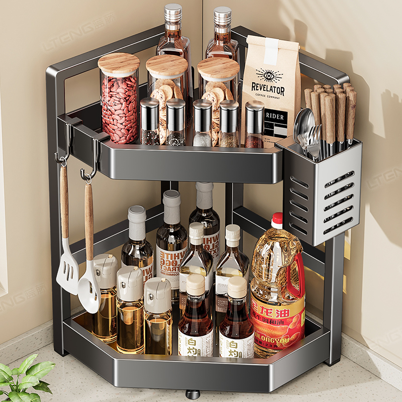 厨房多功能置物架台置式家用多层调料品厨房用转角神器免打孔