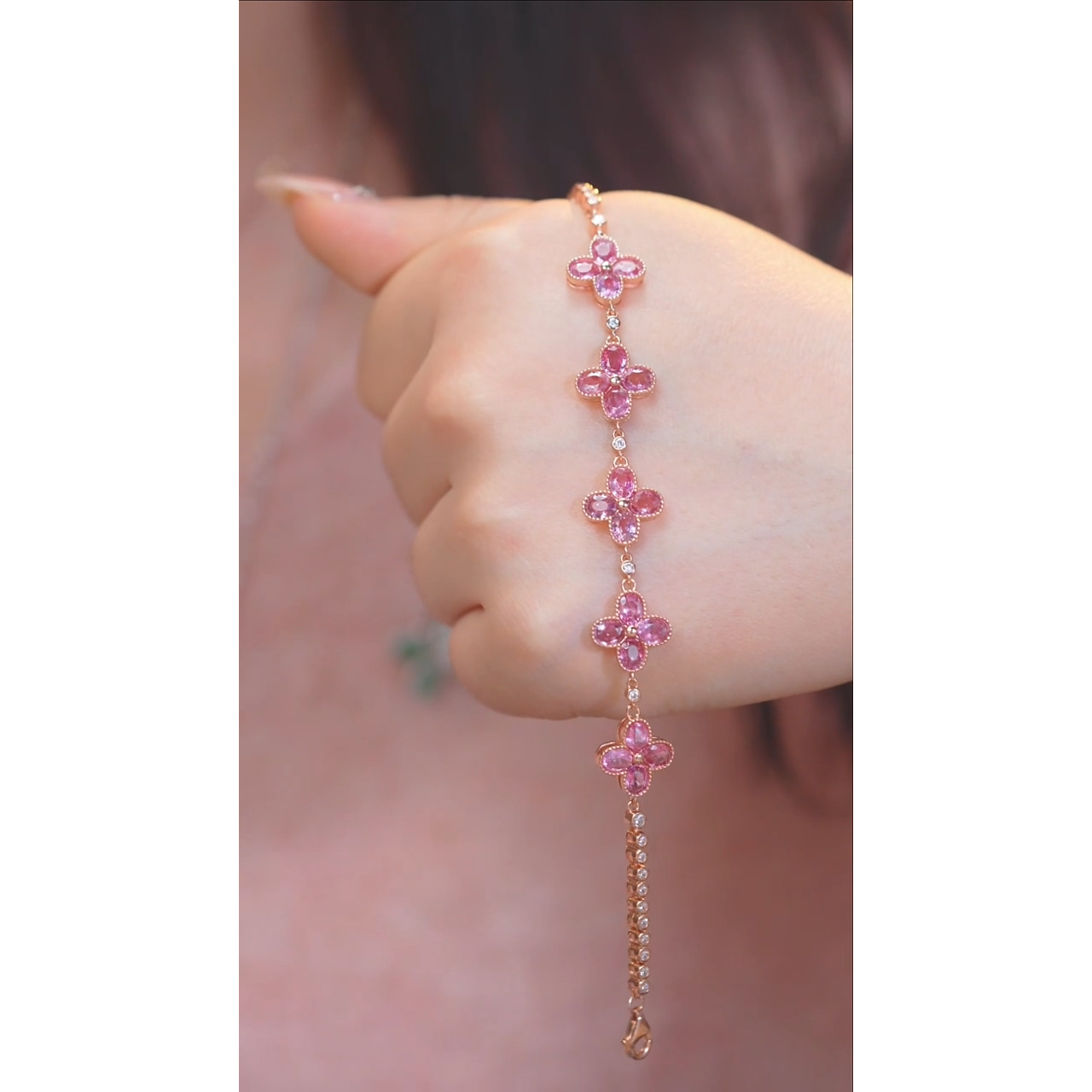 彩色蓝宝石手链未镶嵌@@E6854