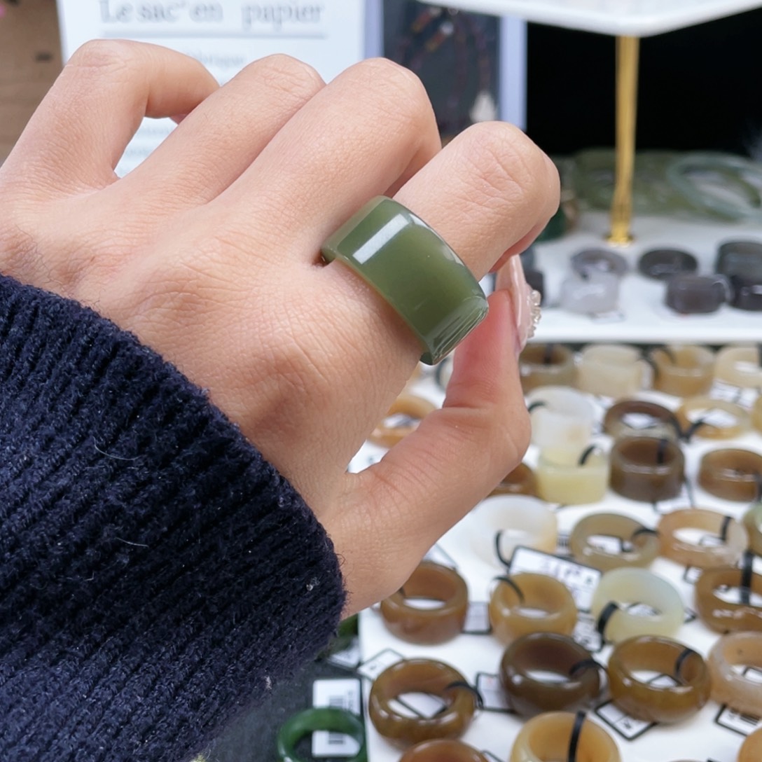 和田玉未镶嵌戒指P90深清水直切19不退换