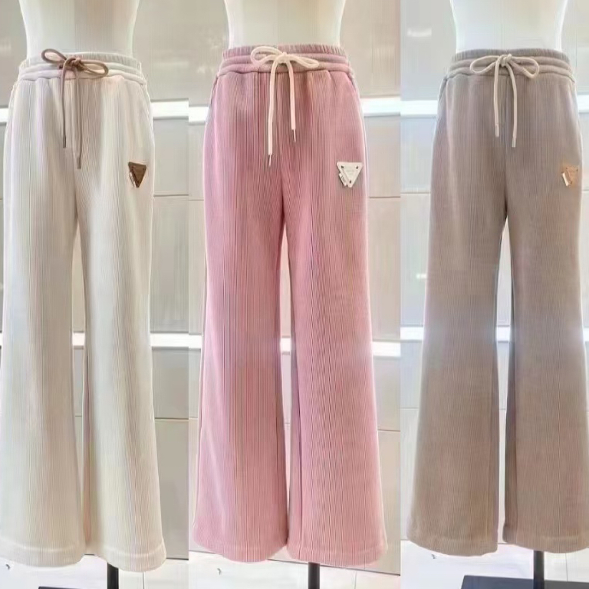 玛丝恩迪13966直筒阔腿休闲欧棉绒裤子