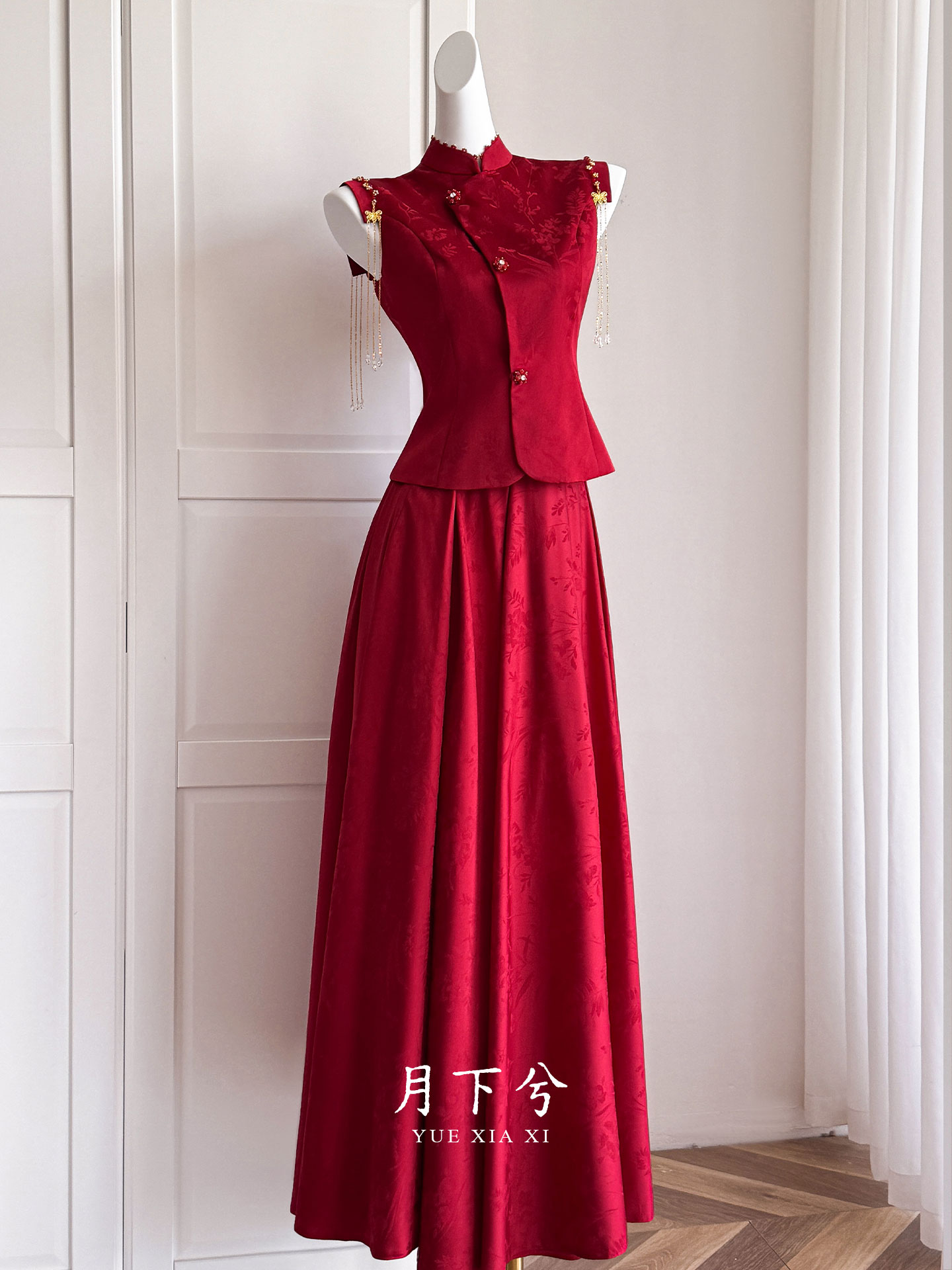 【月下兮-昭和录】新中式红色敬酒新娘结婚婚服小个子旗袍订婚礼服