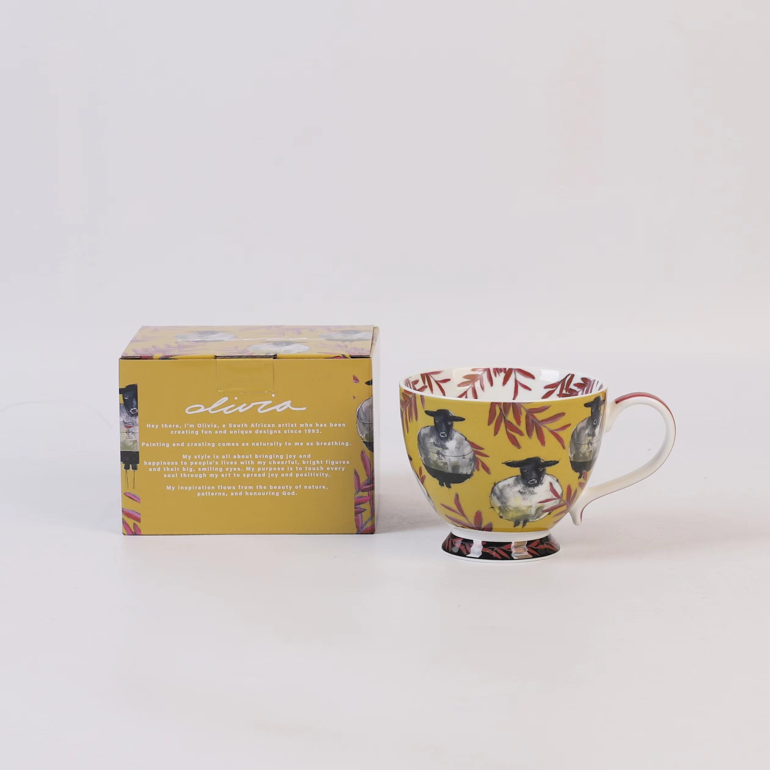 【300ml】摩瑟DP【南非Olivia早餐杯-黄】HAZC花瓶摆件玻璃