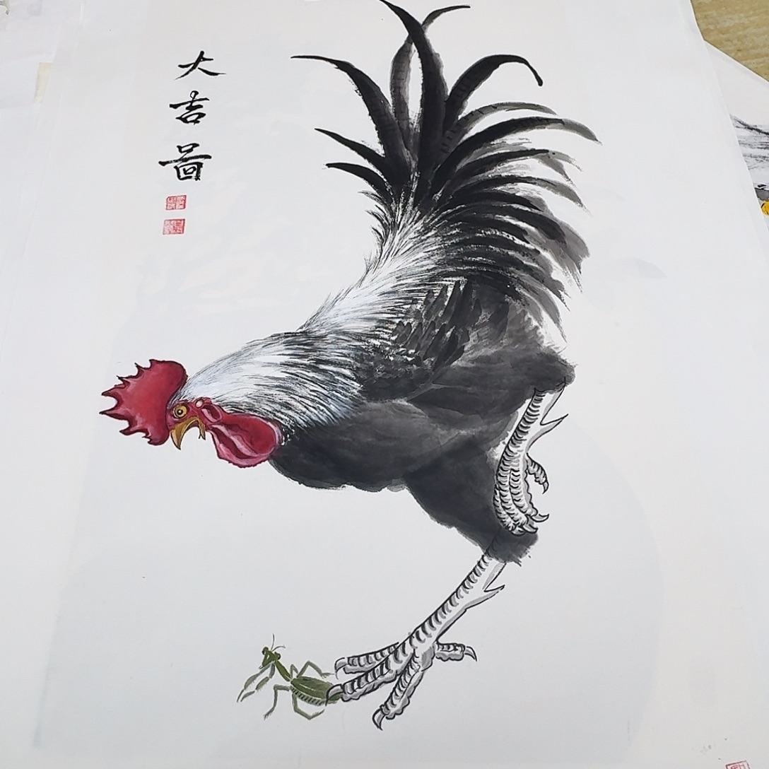 国画三尺整纸手绘作品