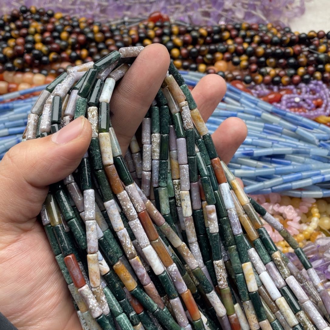 玛瑙/玉髓珠宝半成品未镶嵌一条装4*12印度玛瑙管珠