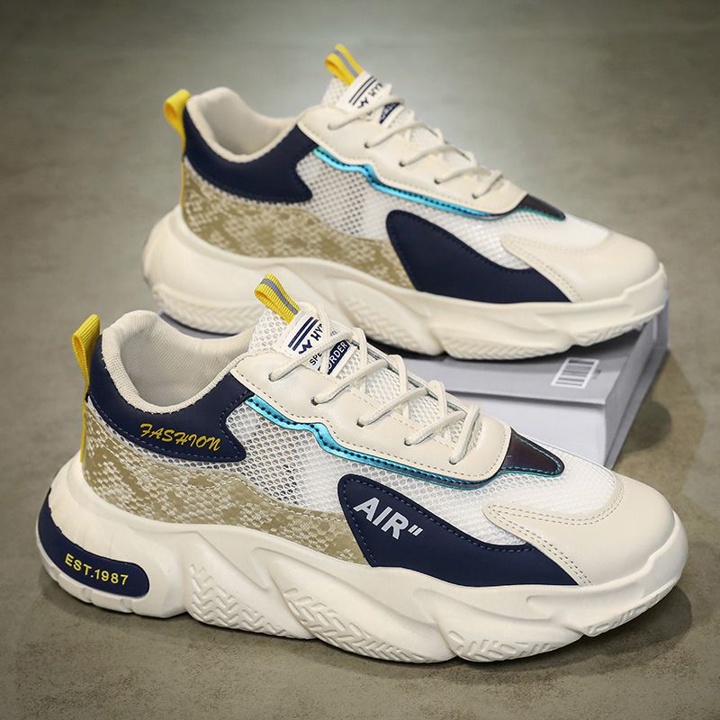 男鞋夏季2024新款网面镂空透气防臭增高百搭港风厚底ins老爹潮鞋