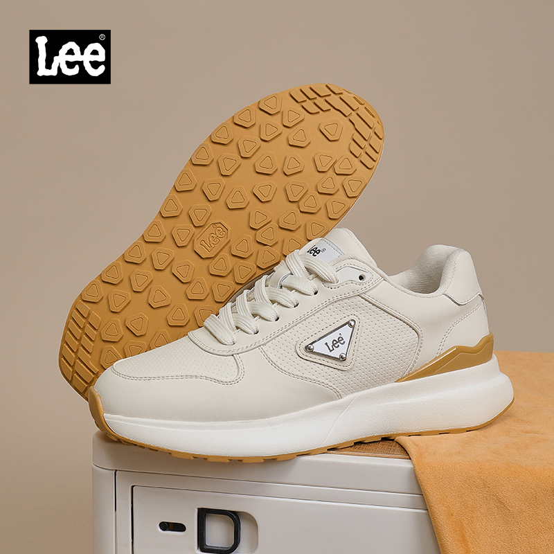 Lee春季新款时尚休闲鞋真皮老爹鞋男士厚底运动鞋小白鞋男款鞋子