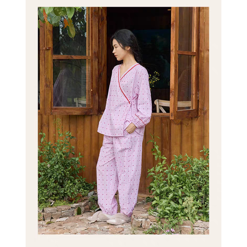 【海城朵朵】朵朵可可 252-004女秋冬V领斜襟家居服套装