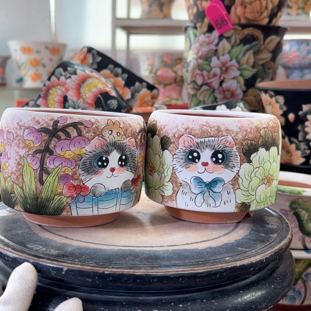 景德镇手绘花盆满38包邮