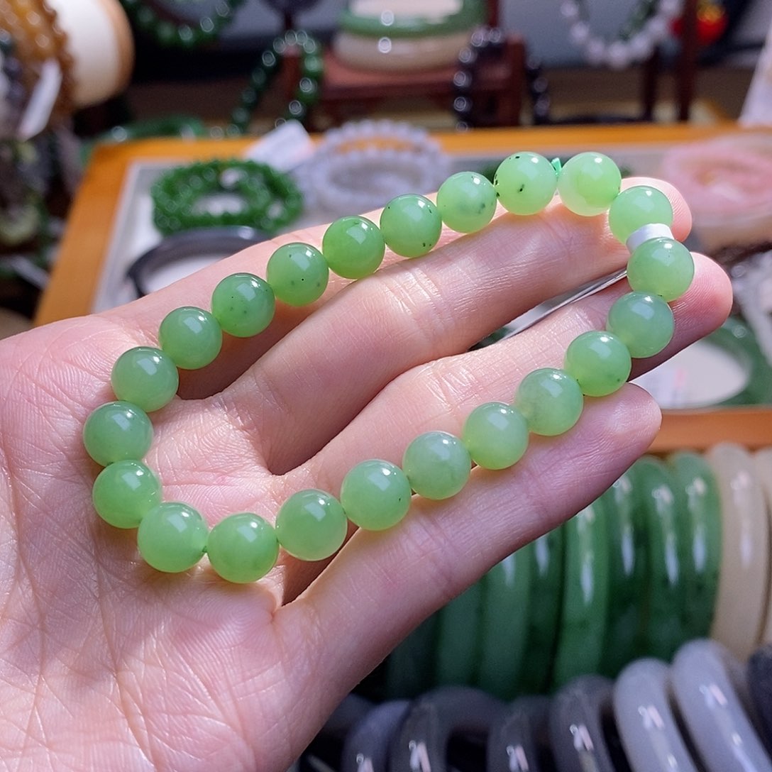 和田玉碧玉乌兰海手串8MM未镶嵌