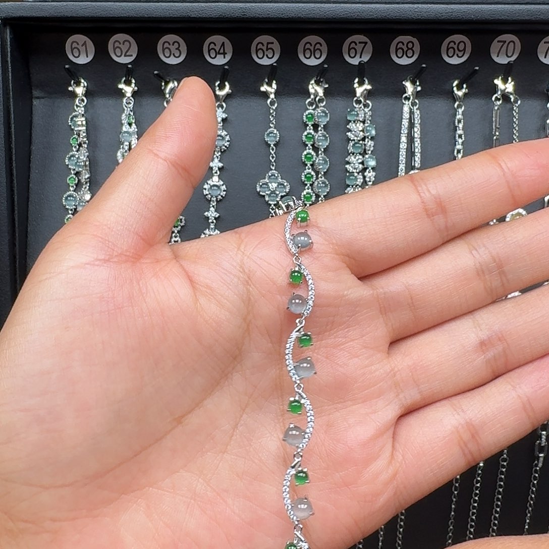 翡翠银S925镶嵌手链