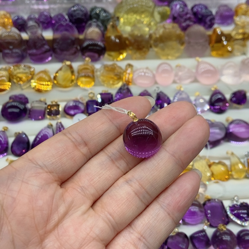 【闪购商品】水晶水晶吊坠18K金镶嵌