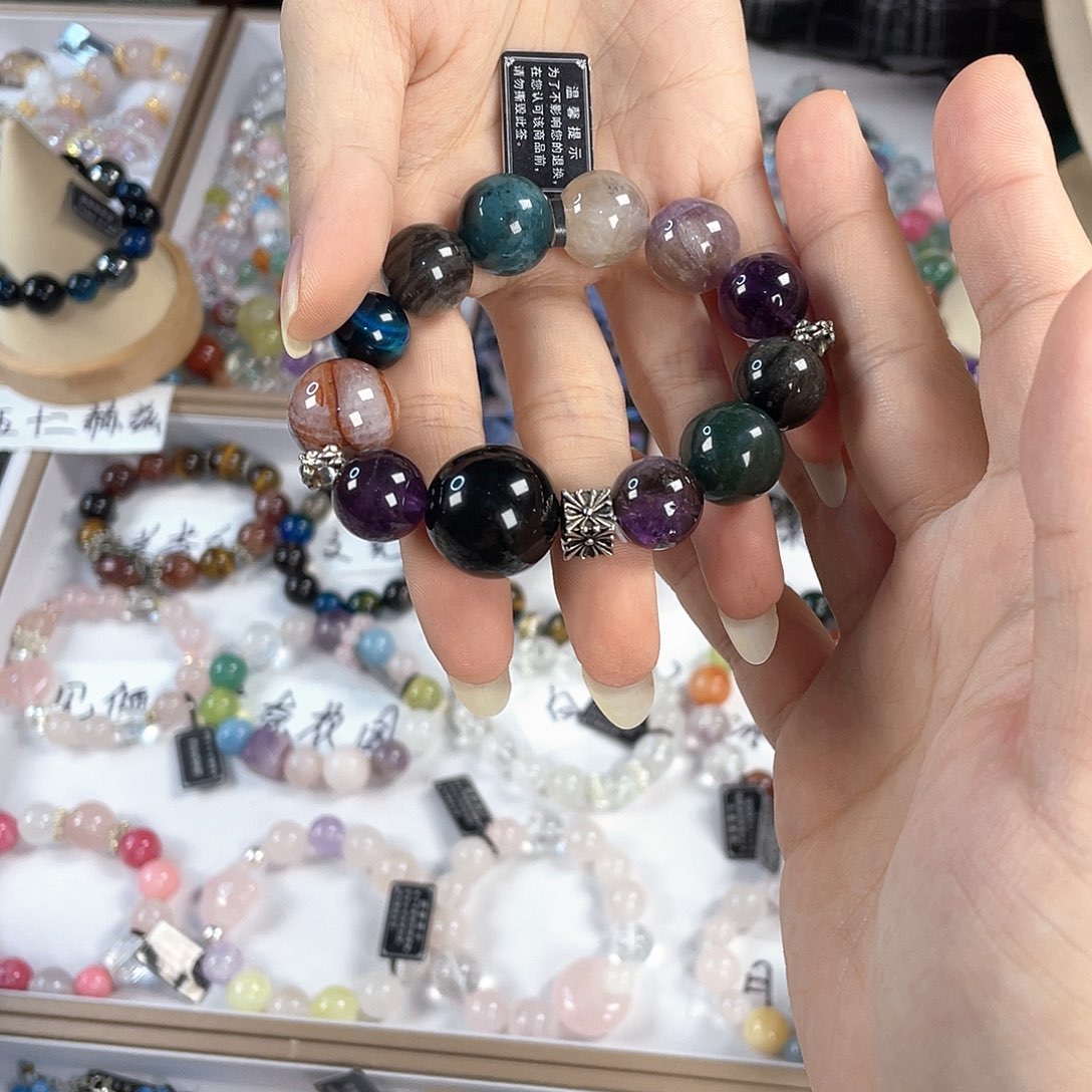 水晶手链银S925镀金镶嵌