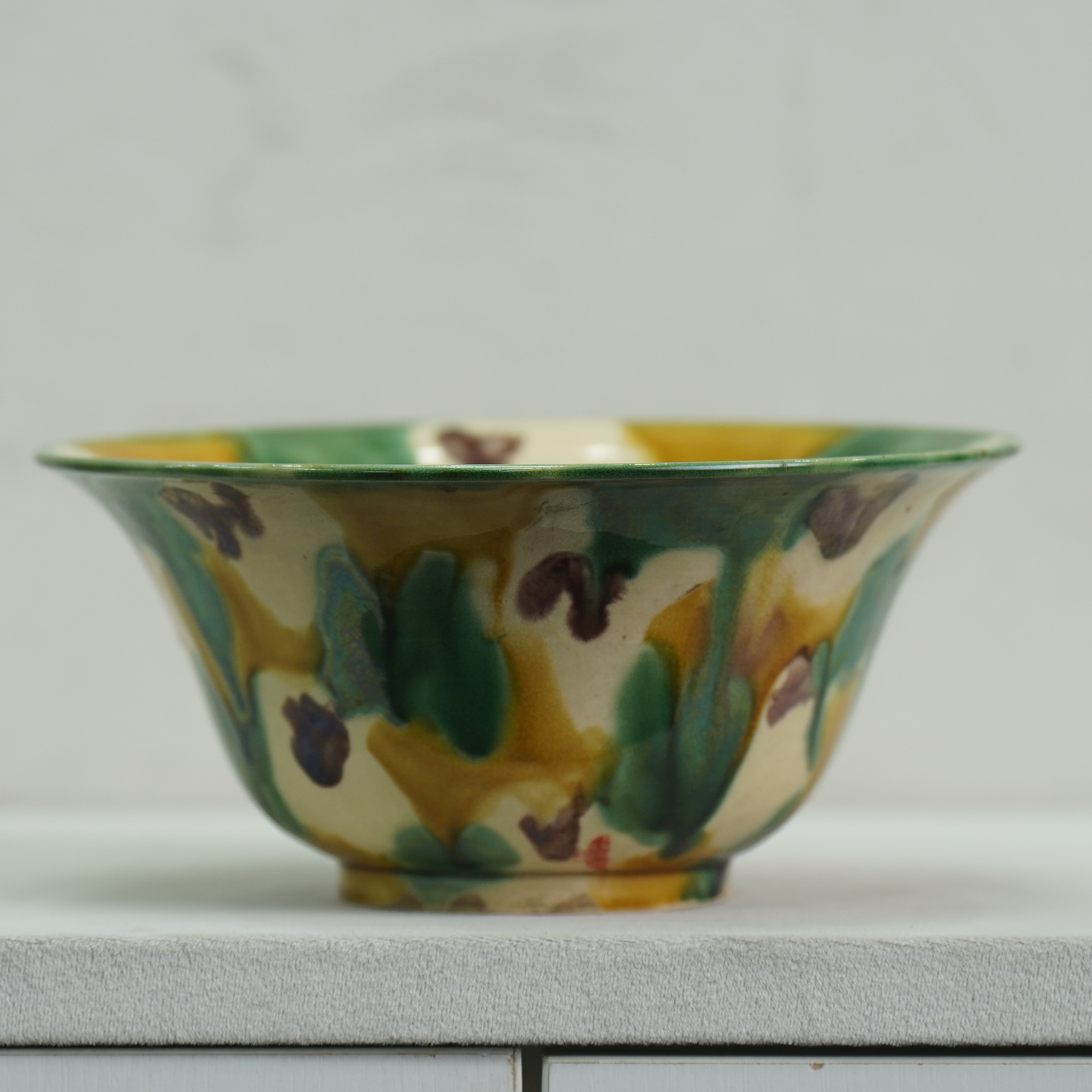 【清晚期】虎皮三彩纹撇口大碗