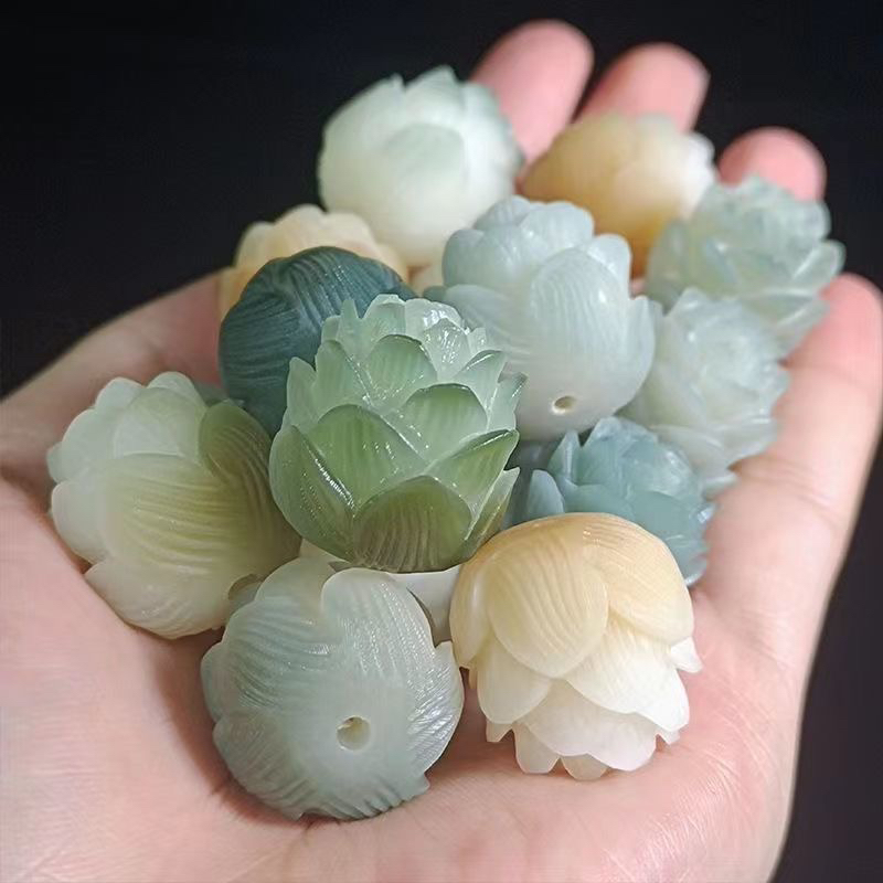【莲花配饰】菩提根莲花配件风化阴皮莲花雕刻手工五层精雕