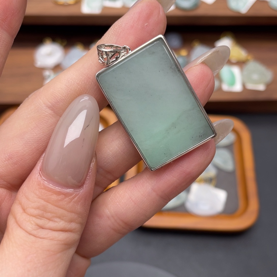 翡翠银S925镶嵌吊坠(不含链)