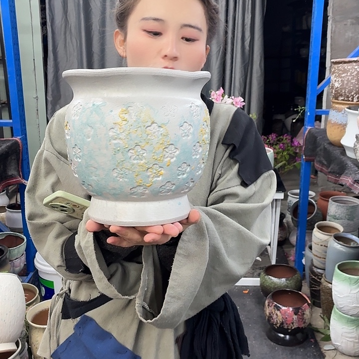 19×21 -粗陶花盆有孔-买买买