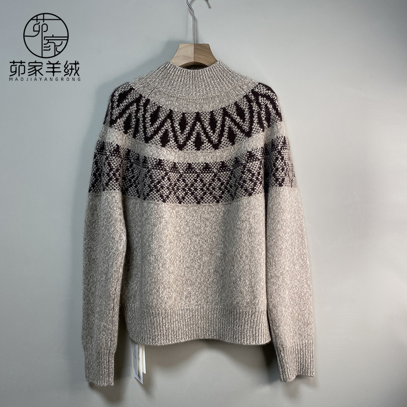 MJ2534一等品100%纯山羊绒费尔岛半高领毛衣羊绒衫情侣款加厚保暖