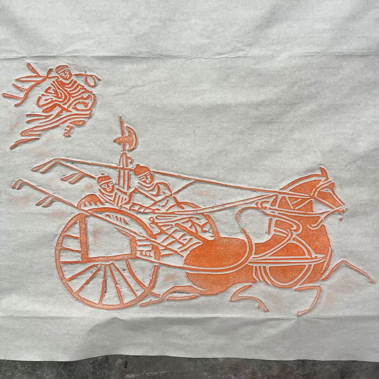 【拓石记】马拉车拓片/车马出行拓印画/非遗/纯手工/题跋/挂画/软片