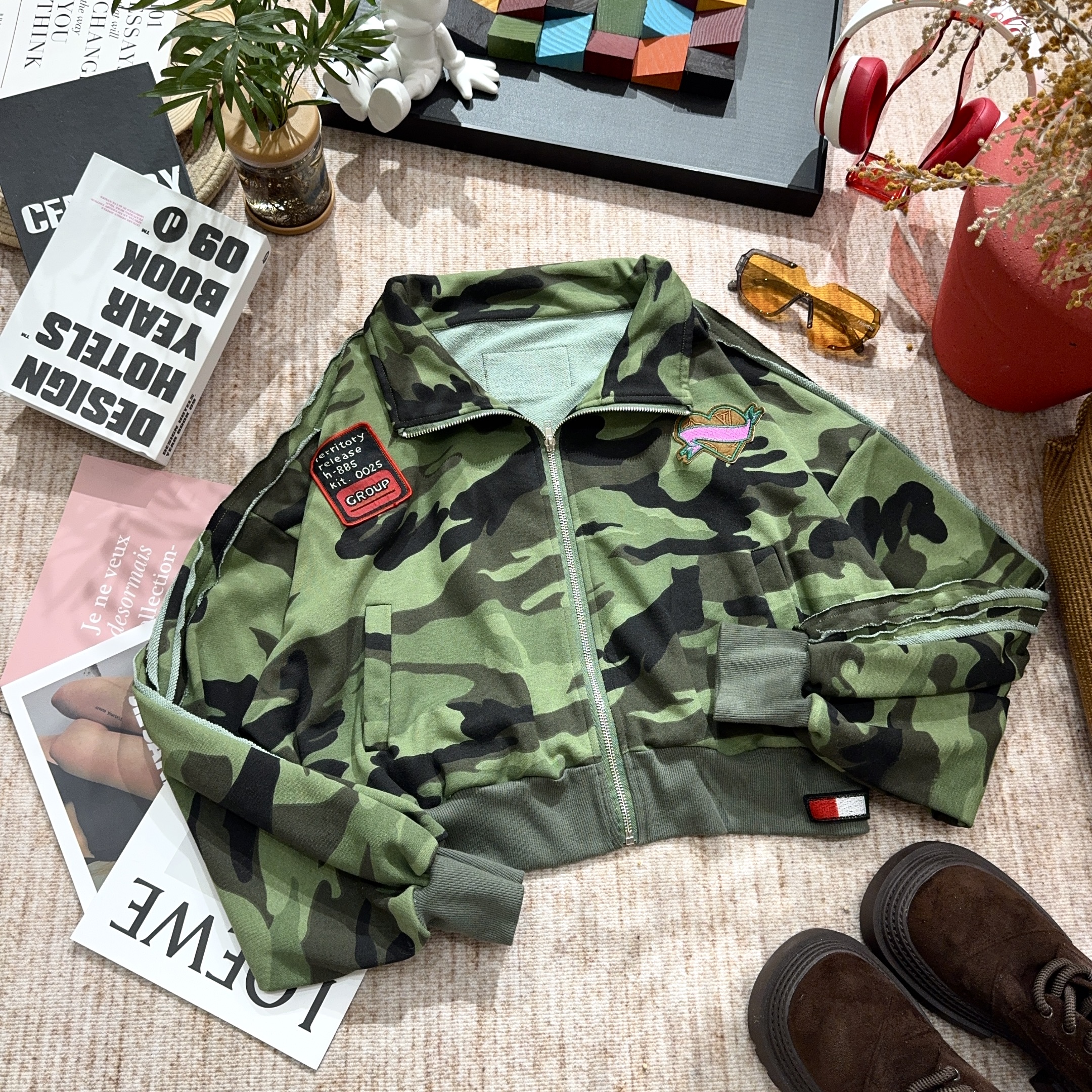 2025秋季新款潮牌做旧迷彩长袖外套4905