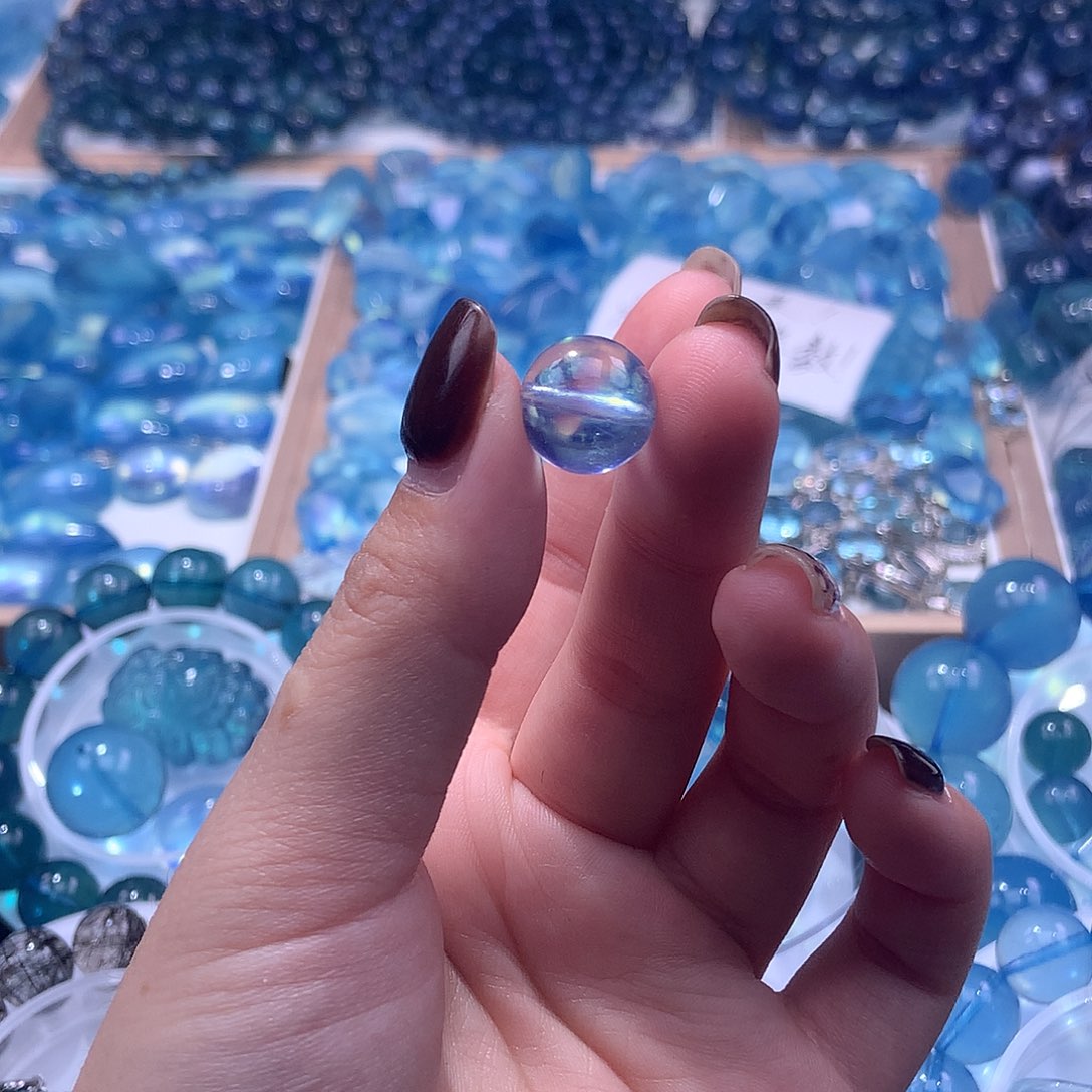 未镶嵌手串海蓝宝石冰川蓝单珠12.3m