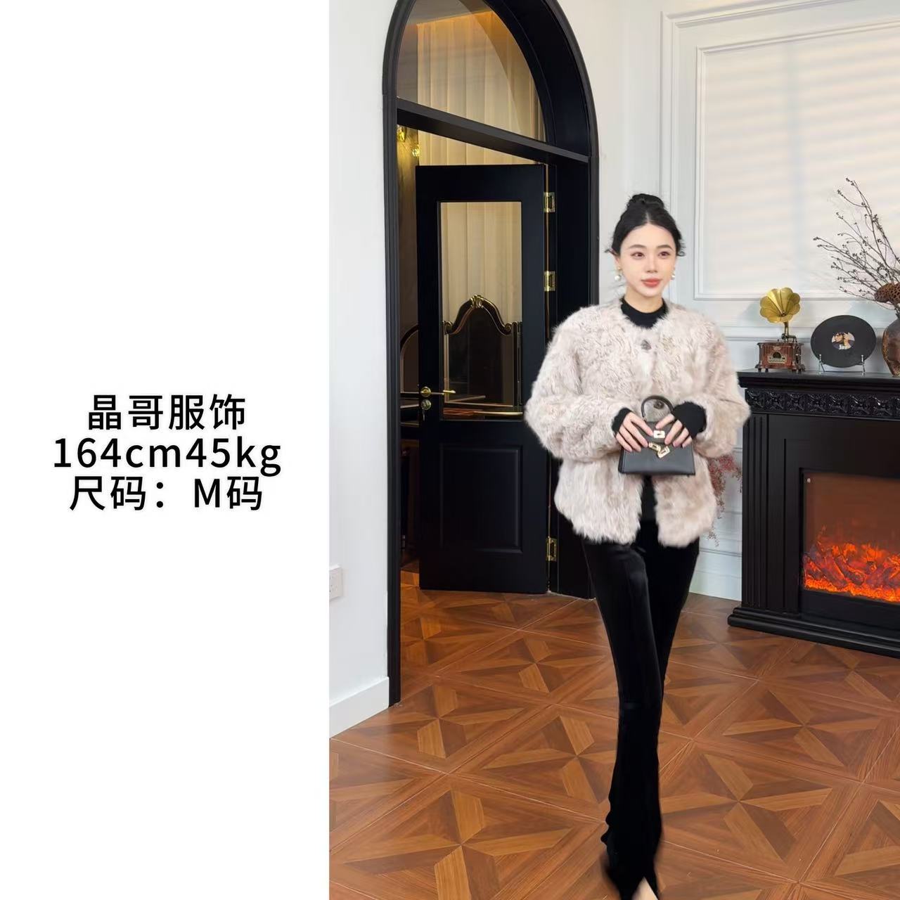 【多财多亿】小湖羊皮毛一体冬季保暖长袖皮草外套