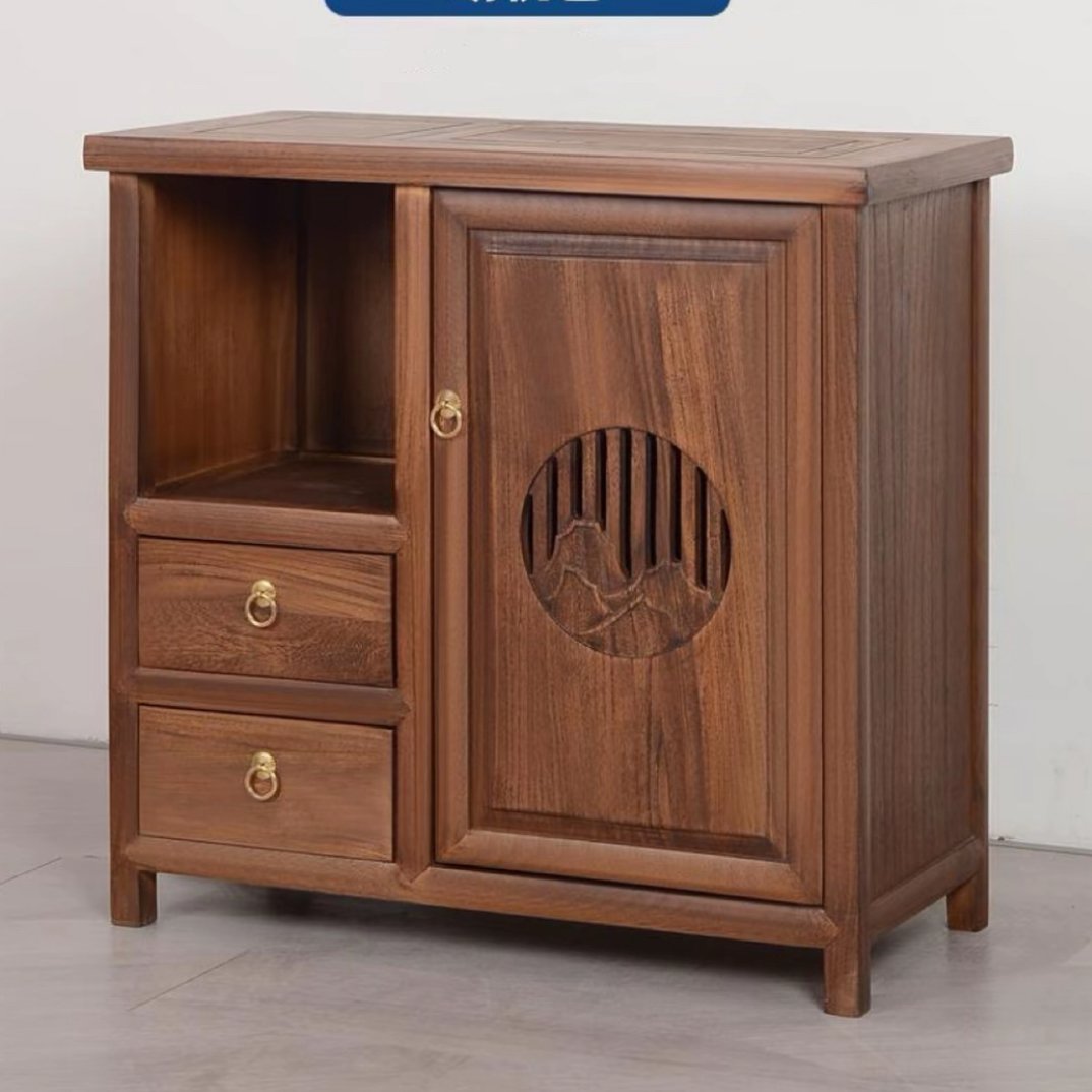 老榆木茶水柜茶边柜餐边柜置物架博古架山水茶水柜