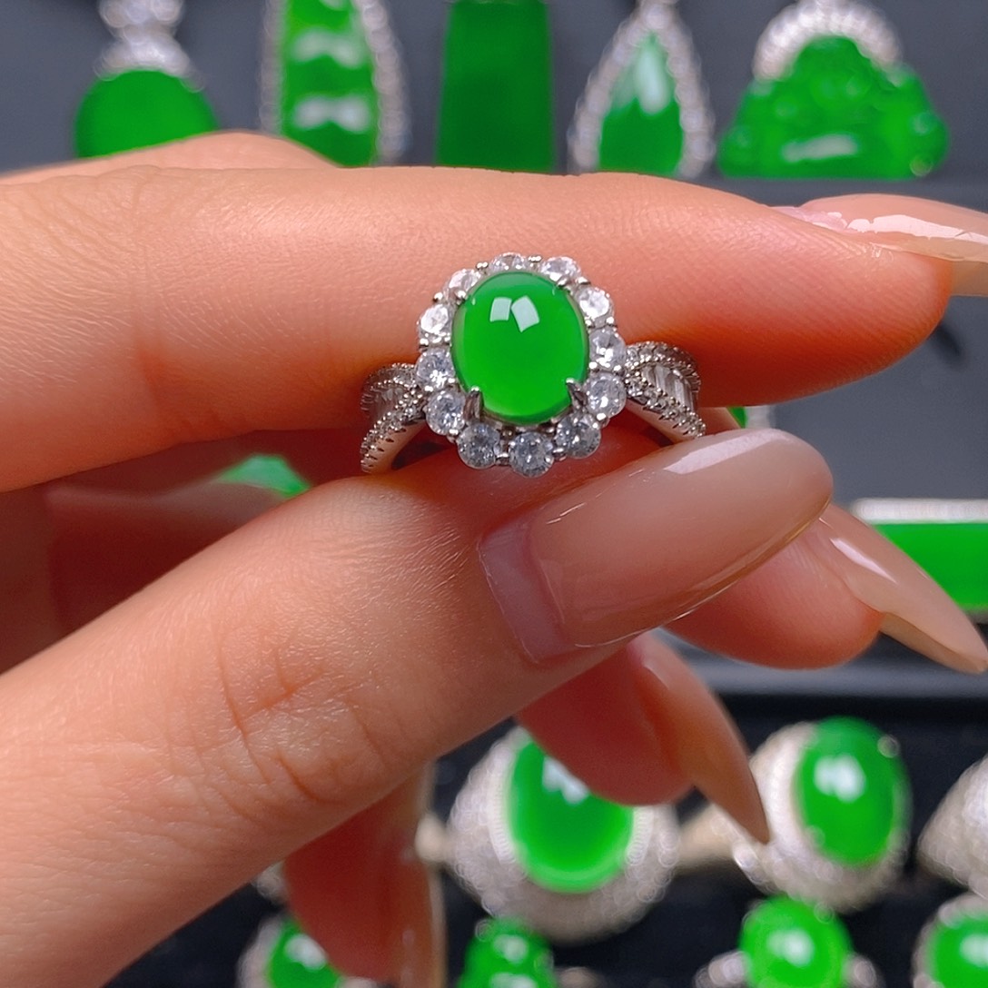 银S925镶嵌戒指翡翠