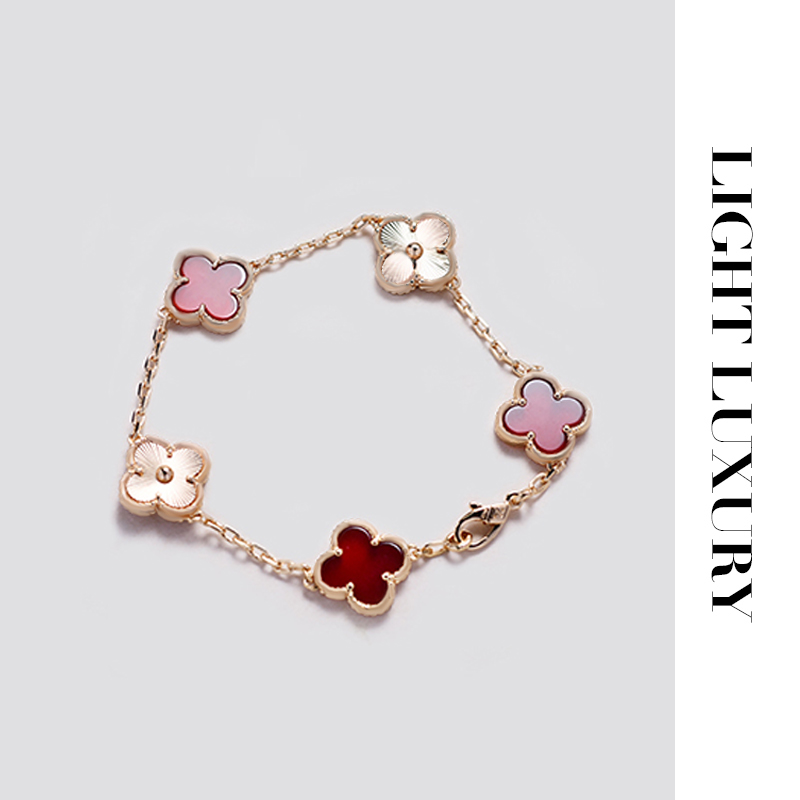 合金手链 【V金工艺】 高版本四叶草手链 气质 女