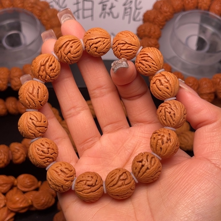 桃核手串16尺寸密纹绣球（43号链接）