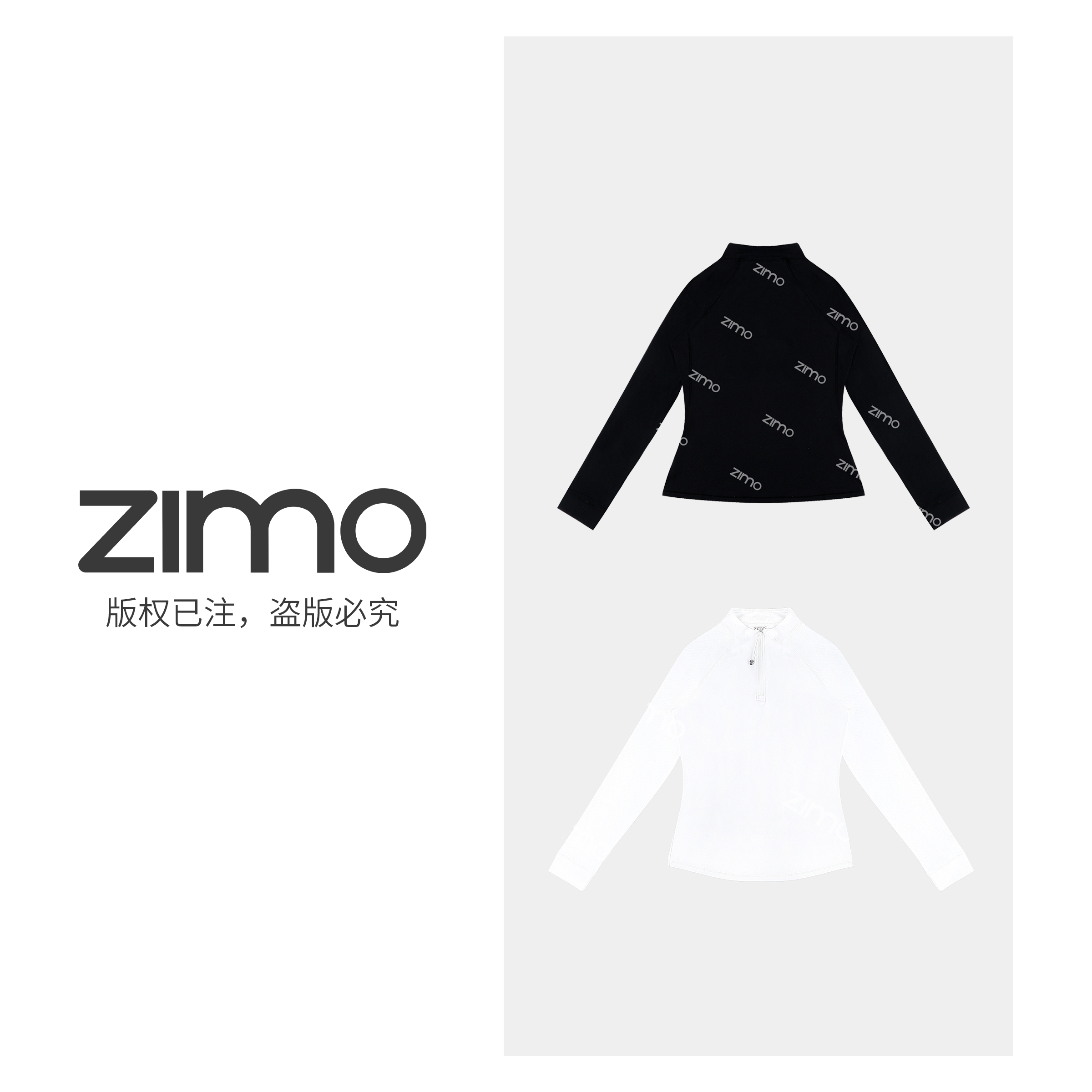 zimo-有缝半拉链长袖-瑜伽健身瑜伽服健身服YFTX001黑*3