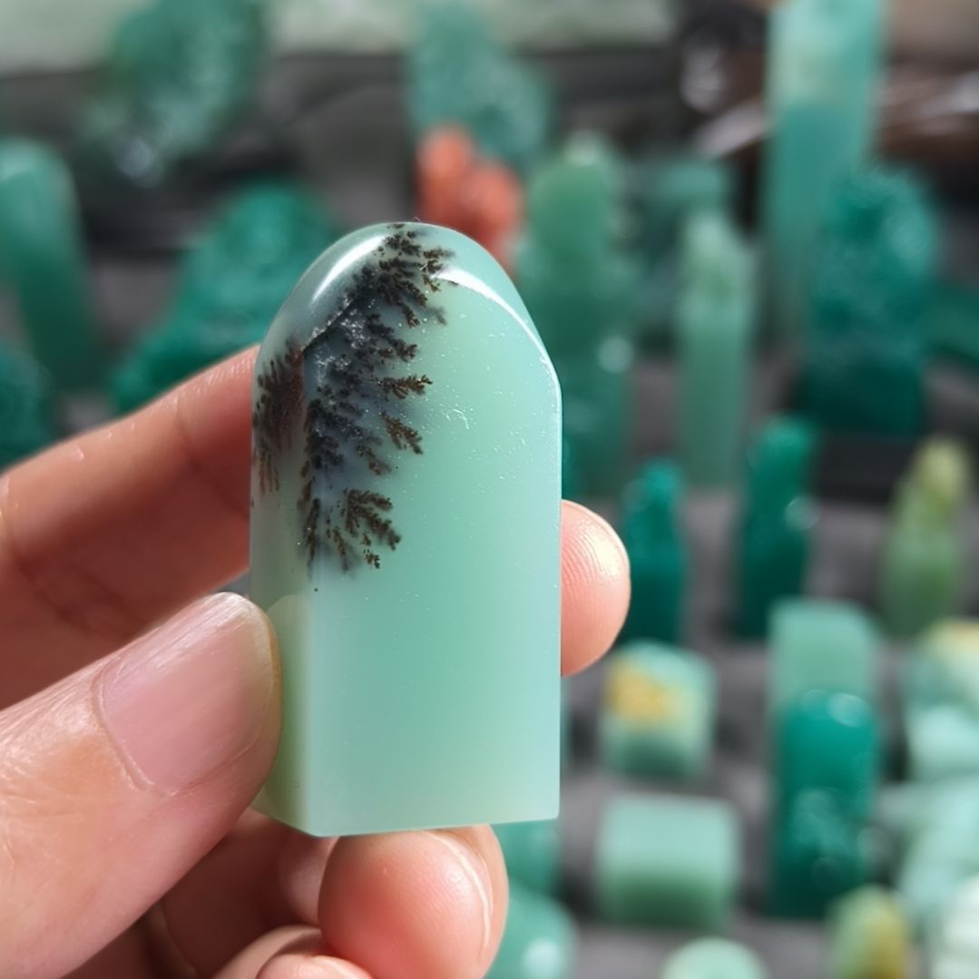 q***才印石昌化石梅子青水草章1
