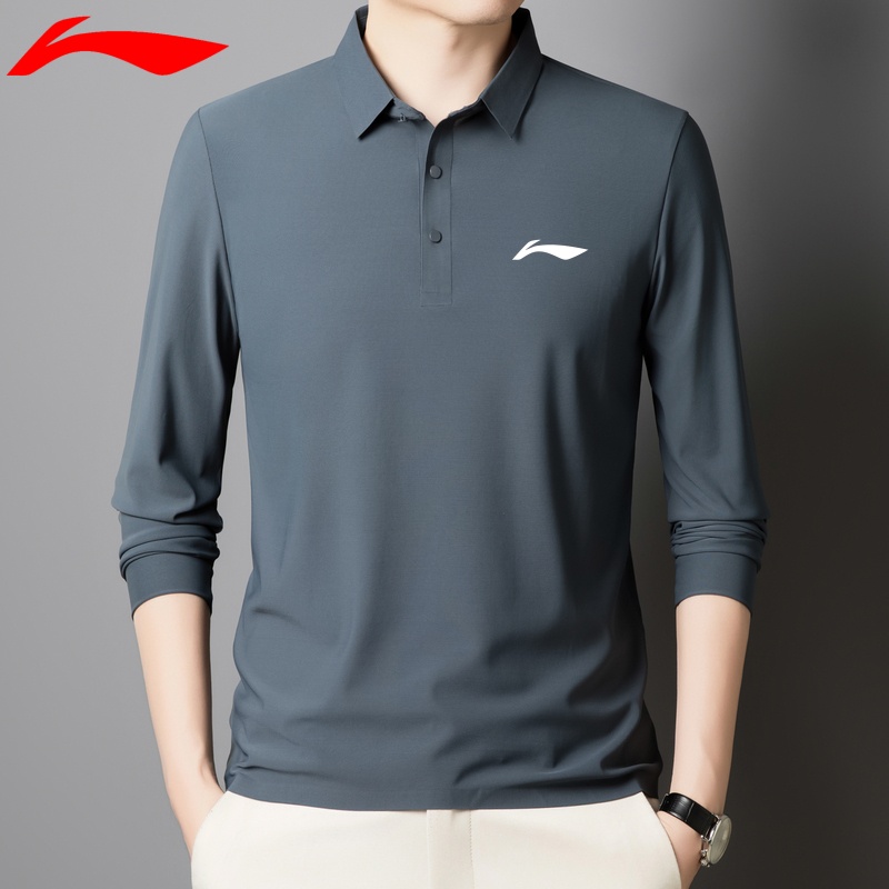 李宁万龙甲秋季男长袖Polo衫翻领高档男装夏季运动休闲打底中青年