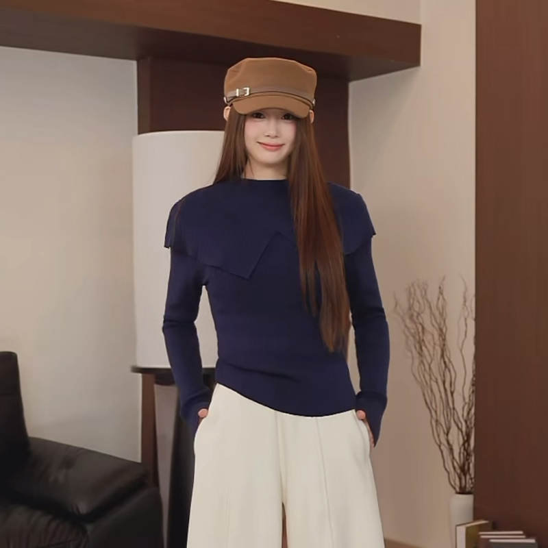 【KEKE】法式套头款通勤针织毛针织衫秋冬毛衣秋季圆领百搭打底衫