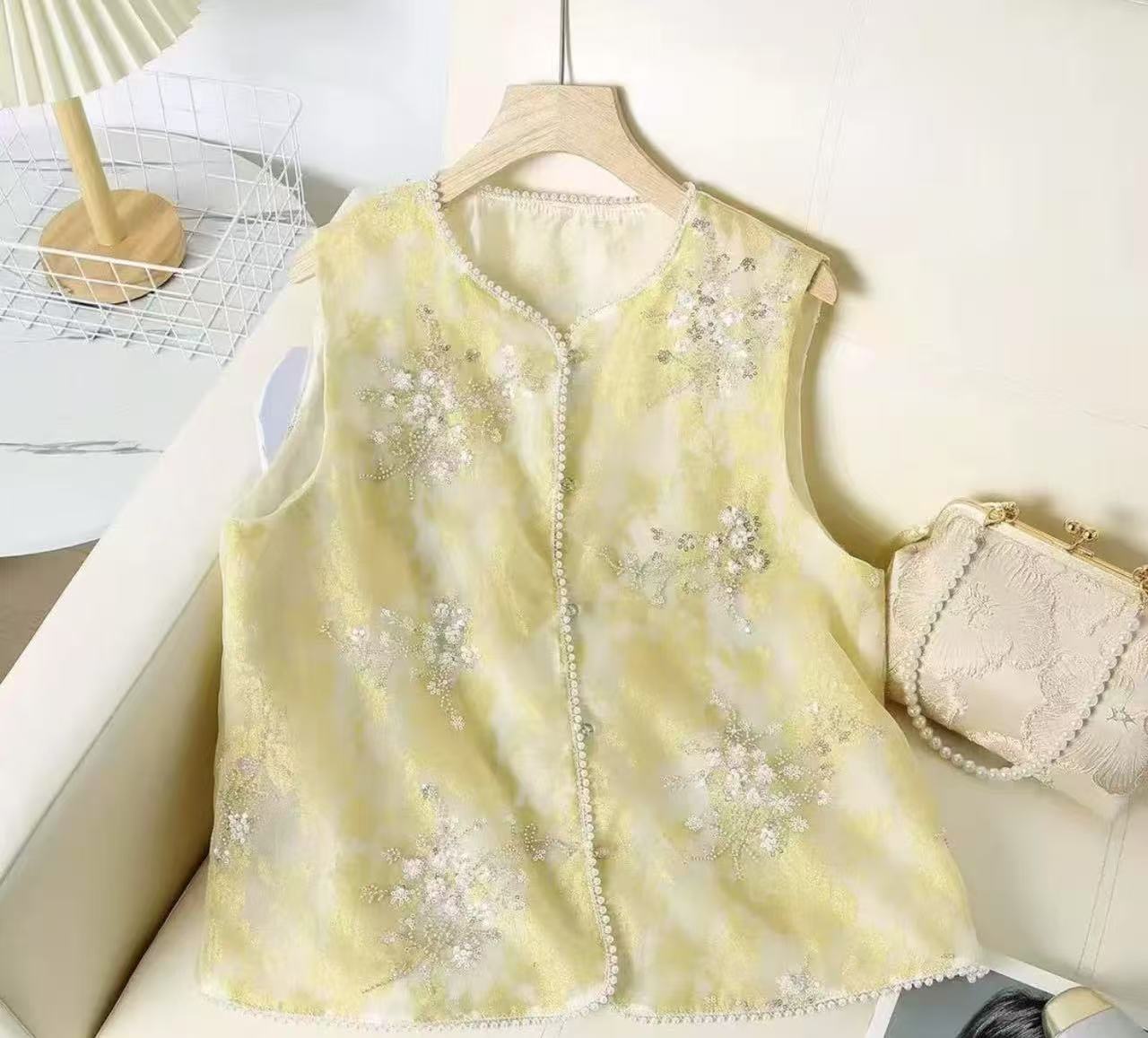 JL10#璀璨星河珍珠花边重工刺绣亮片时尚减龄新中式夏季