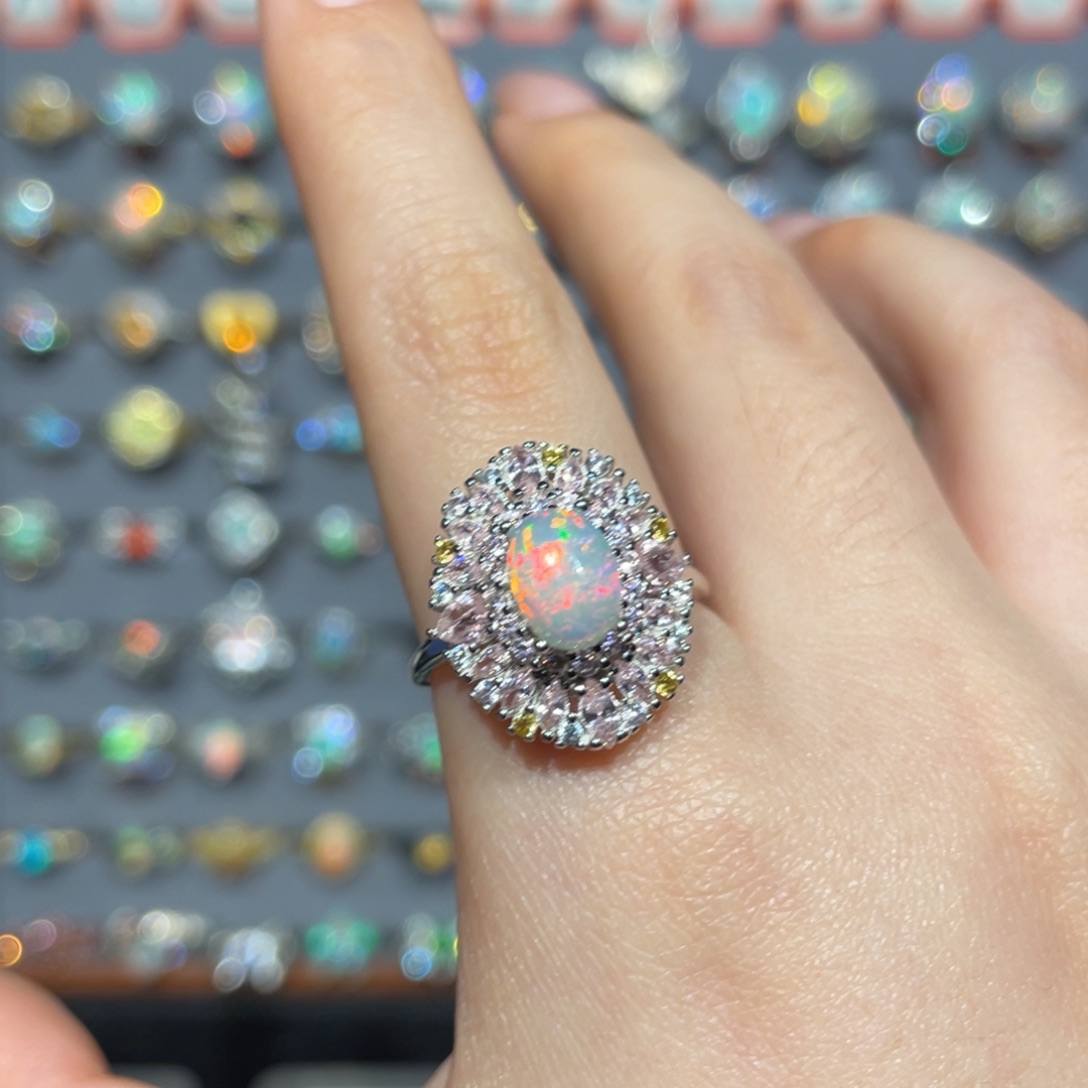 欧泊银S925镶嵌欧泊戒指